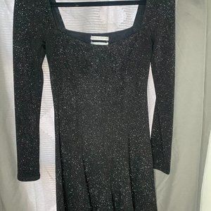 Black shimmer square neck romper - medium